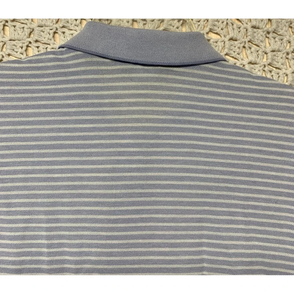 Polo Golf‎ Ralph Lauren Shirt Men's L Blue White Striped 100%Pima Cotton Polo